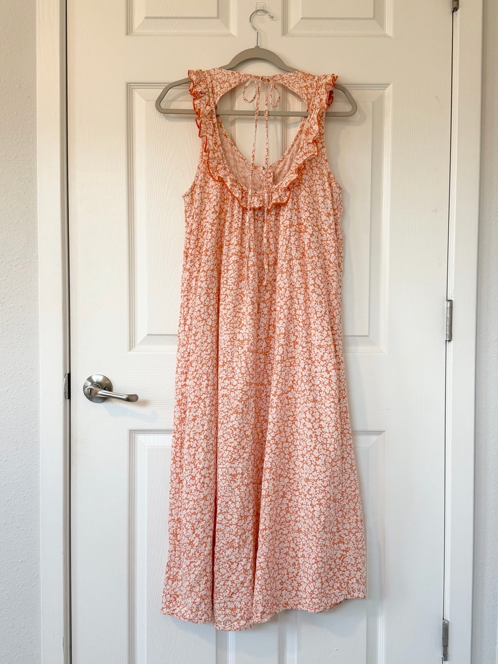 Anthropologie Sleeveless Ruffle Nap Dress in Orange Cottagecore Floral - Picture 5 of 8